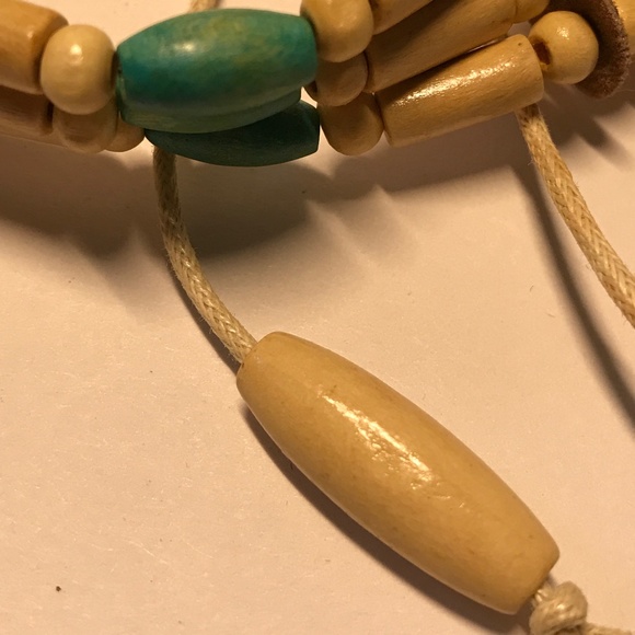 Beautiful Wooden and Leather Choker Necklace - Picture 2 of 6